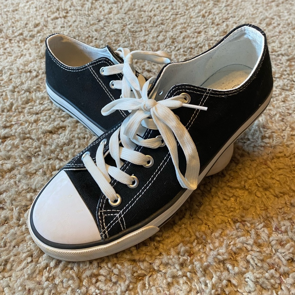 Black low top canvas shoe